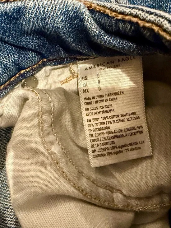 American Eagle Outfitters Distressed High-Rise Jean Shorts - Blue - Picture 4 of 5